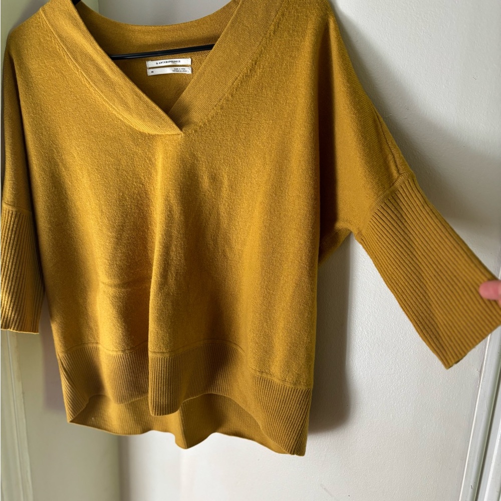 Anthropologie 100% Wool V-Neck Sweater - Picture 2 of 5